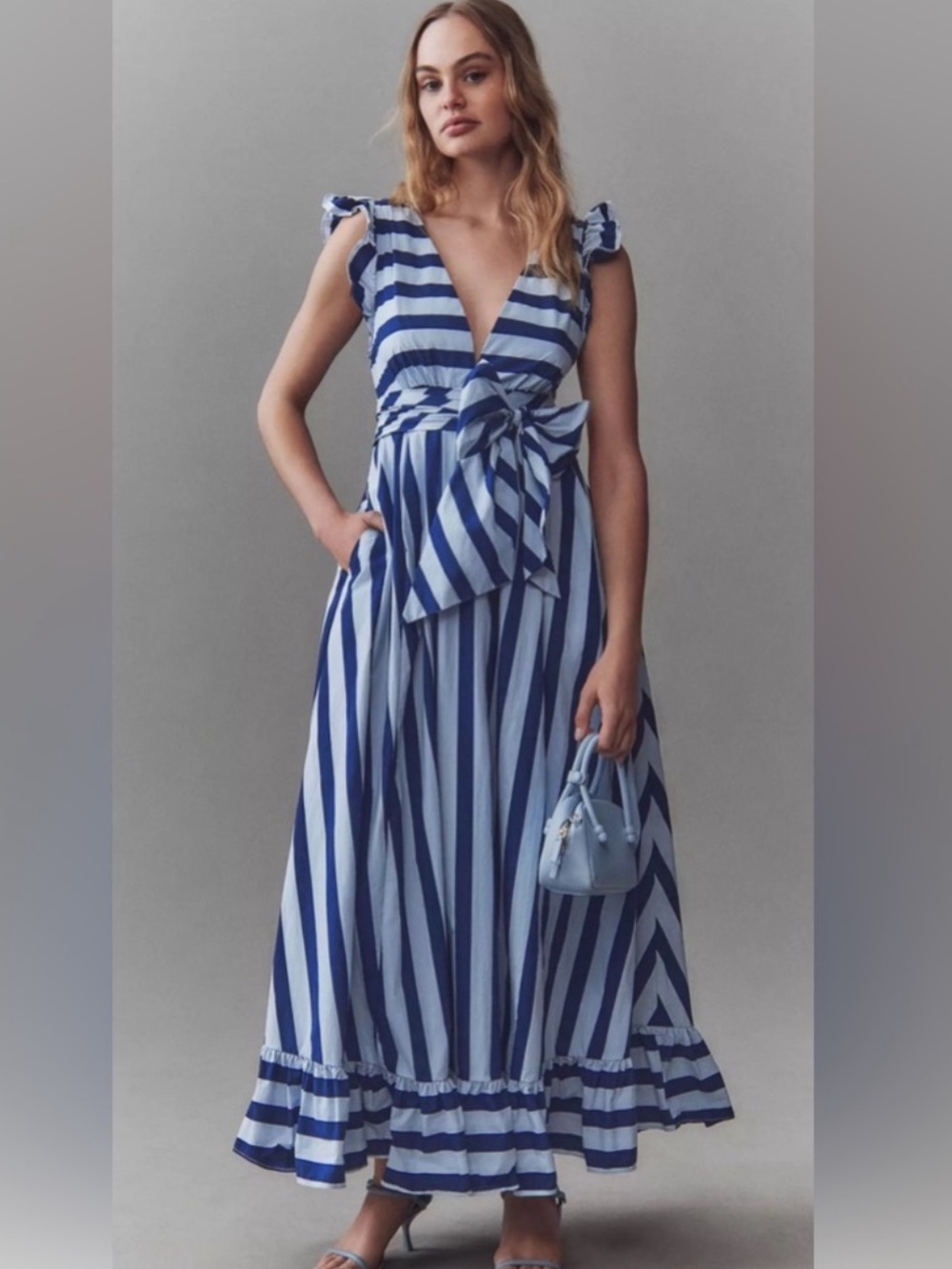 Anthropologie BHLDN Striped Maxi Dress Wedding Guest Dress